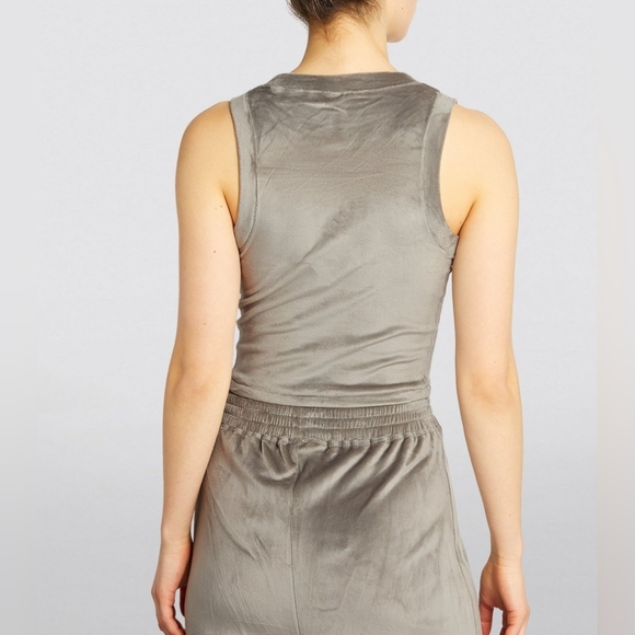 Skims Velour Crewneck Tank GUNMETAL High Neck Sleeveless Top Sz S/ NWT - Picture 2 of 9